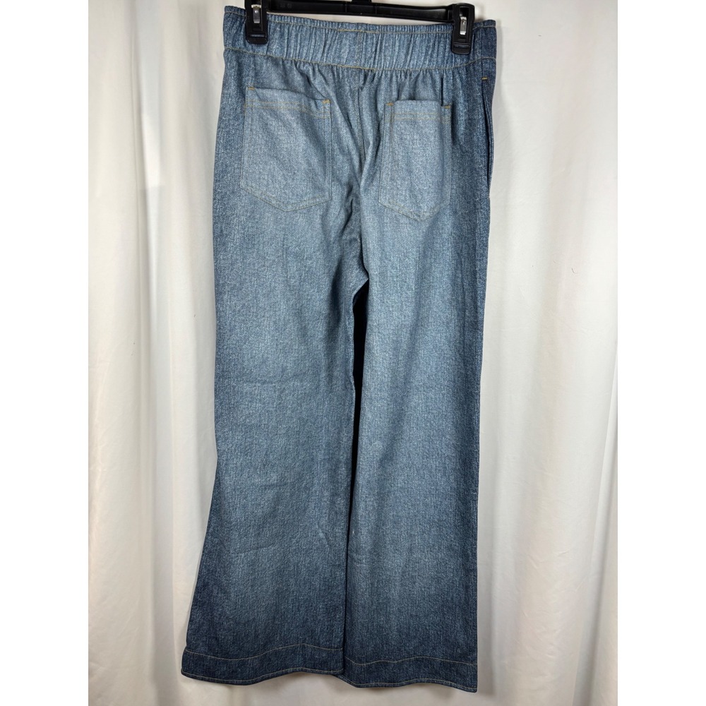 Ruby & Jewell Womens Fleece Lined Wide Leg Denim Look Pull On Pants Blue Medium‎